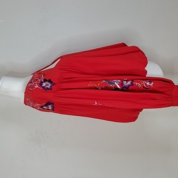 NWT Free People Lita Red Embroidered Top Size Small - Picture 7 of 12